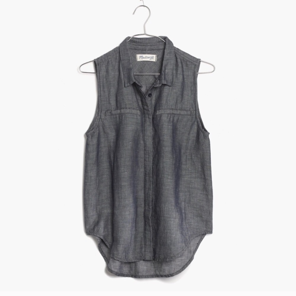 VGUC Madewell chambray sleeveless shirt XS